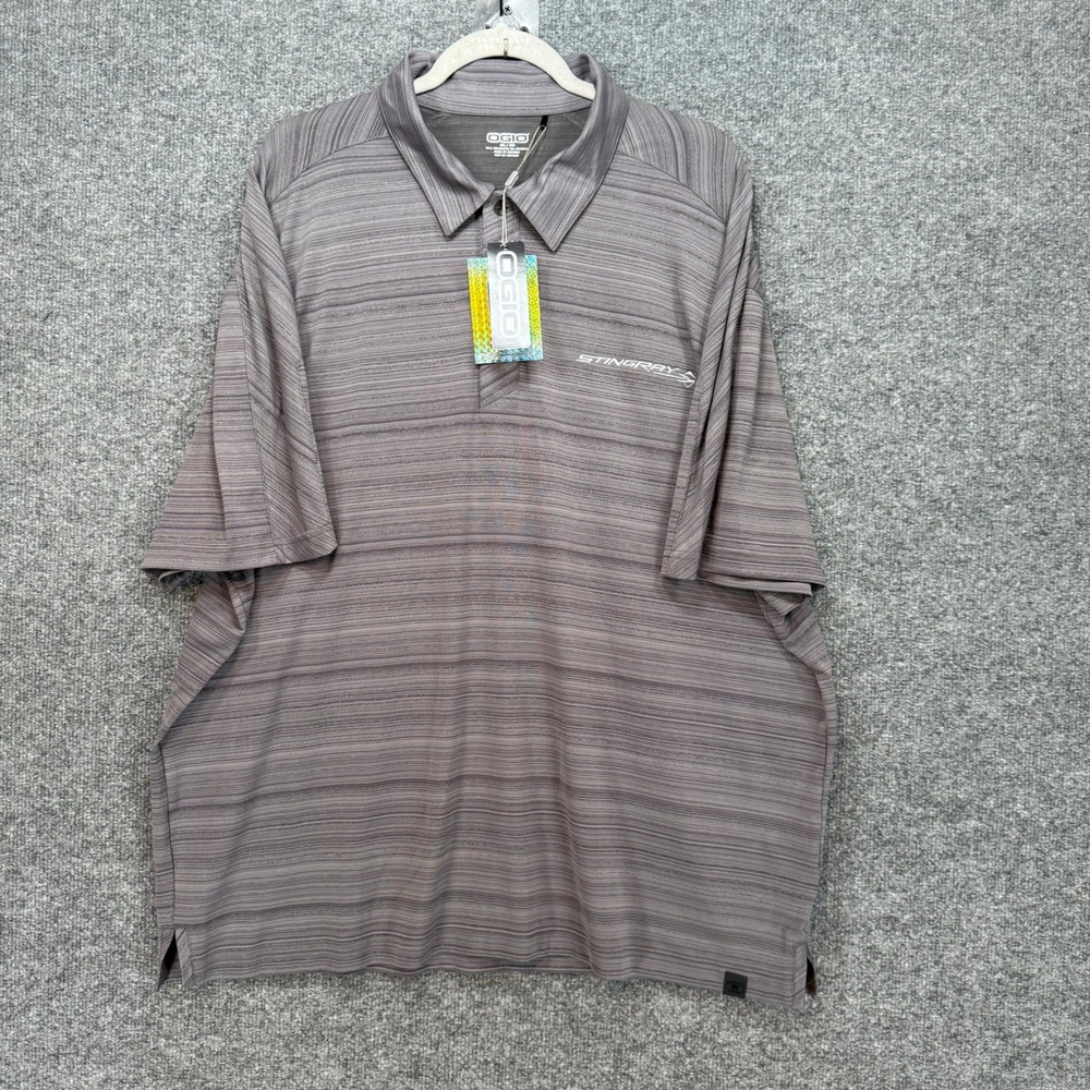 OGIO Polo Shirt Men 2XL Gray Stingray Corvette GM Performance Golf Casual NEW